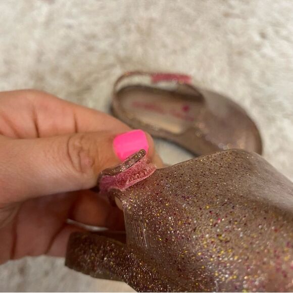Mini Melissa × Fabula Pink Glitter Jelly Slingback Sandals Toddler Size 6 - Picture 6 of 7